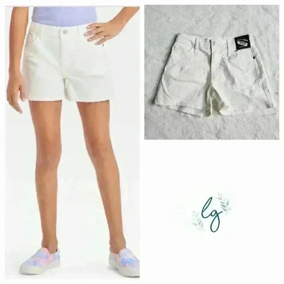 Art Class Girls' Destructed High-Rise Jean Shorts, 4KIDM-AZ - Picture 1 of 4